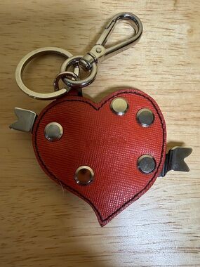 PRADA Red Heart/Arrow Keychain/Bag Charm with Silver Hardware